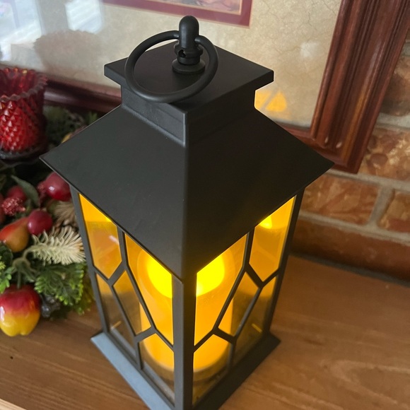 Black Lantern with LED Candle -
12 Inch, Waterproof, Battery
Operated, Realistic - Picture 3 of 6